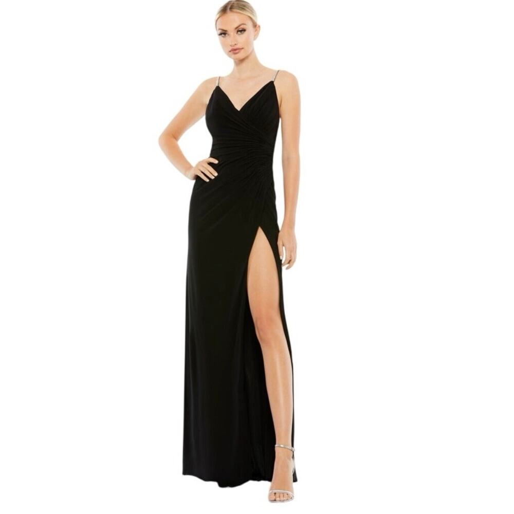 Ieena for Mac Duggal Spaghetti Straps High Slit Dress Size 14 NWT 
MSRP $398